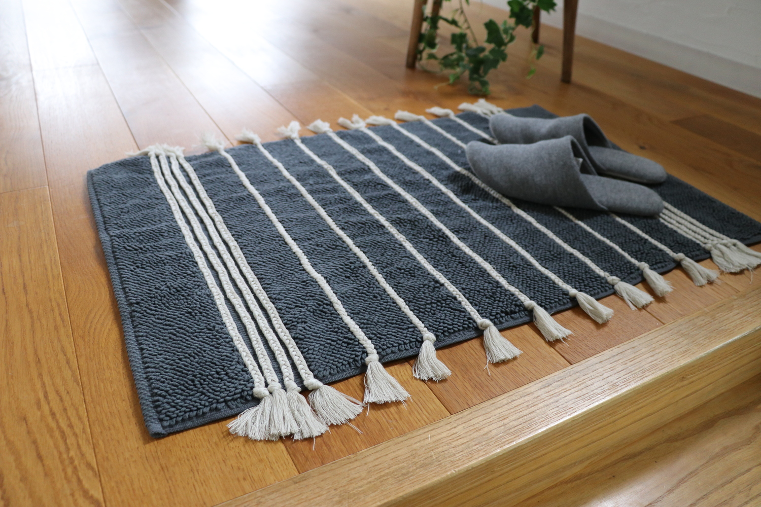 【リマ特選直送品】 ハート コットンマット フリンジ(グリーン)