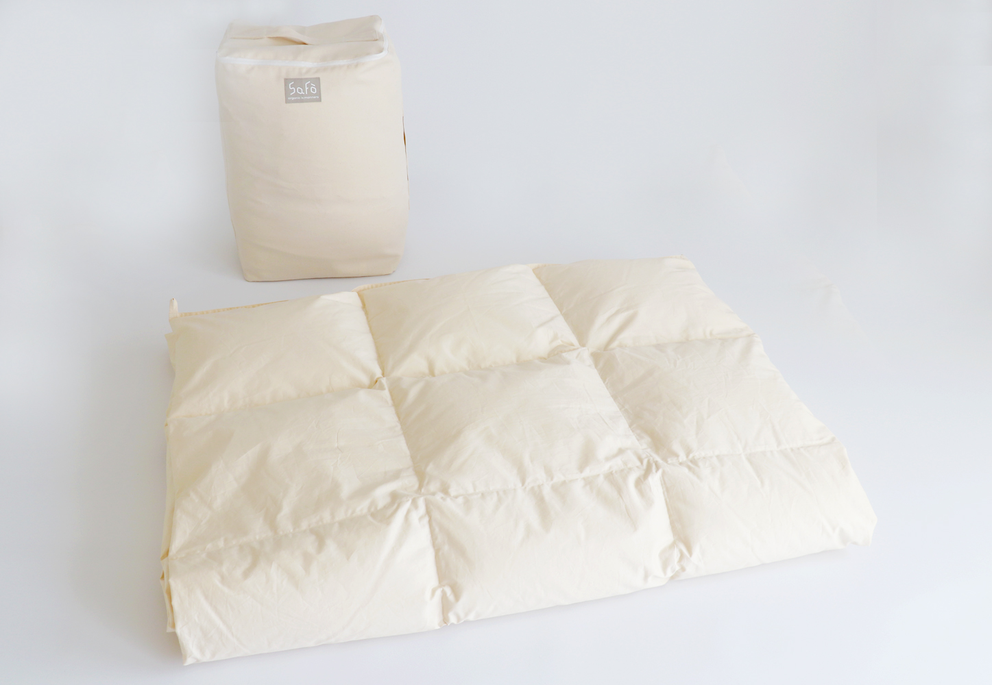 【リマ特選直送品】 ハート SaFo オーガニック羽毛薄掛ふとん ダブル(ホワイトグース)