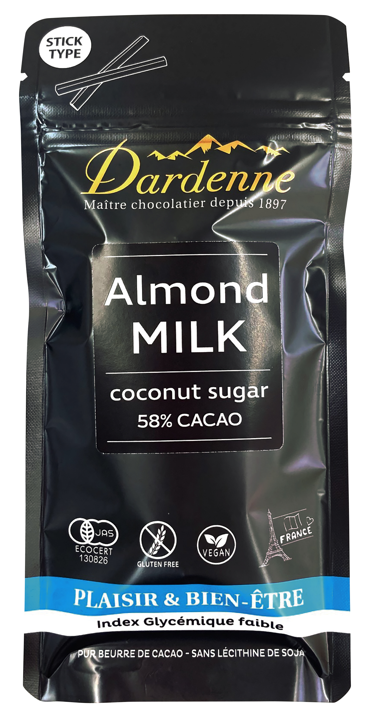 【11月新商品】ダーデン有機ココシュガーチョコレート　アーモンドミルクスティック
