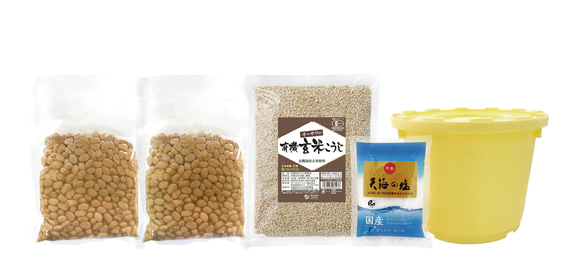 オーサワの手づくり玄米味噌セット(有機煮大豆・有機玄米麹使用)(樽つき)